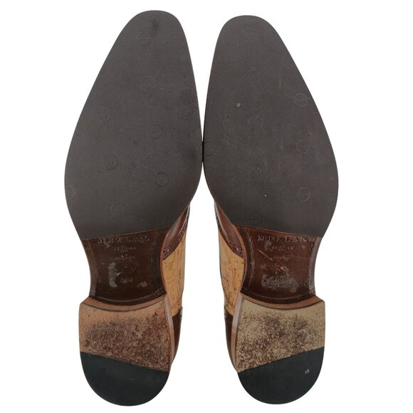 Mezlan Cork Wingtips Unique Men's Size 12M Brown Tan Leather Dress Shoes Oxfords - Picture 4 of 13